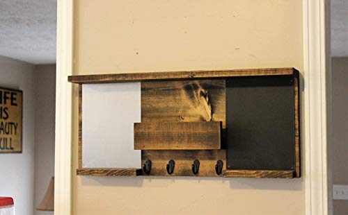 Dual Mail Organizer with Shelf, Cork Board and White Board, Mail Holder, Mail Organizer, Dual Message Board