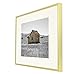 Frametory, 12x16 Gold Aluminum Picture Frame - Set of 1 - Ideal for Displaying 8.5x11 Photos with Mat or 12x16 Without Mat - Real Glass Front - Simple Gallery Wall Frames for Art Prints and Posters