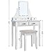 SONGMICS Vanity Set, 2 Large Sliding Drawers, Removable Makeup Organizer for Brushes Nail Polishes, Easy Assembly, Dressing Table with Mirror and Stool White URDT12W