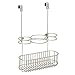 mDesign Steel Over Cabinet Door Hair Care, Hot Styling Tool Organizer Storage Basket for Hair Dryer, Flat Irons, Curling Wands, Straighteners, Space Saving, 3 Sections, Concerto Collection - Satin