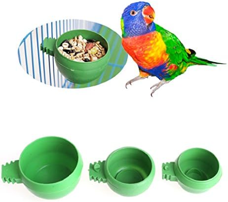 Milkhouse Parrot Mini Food Water Bowl Feeder Plastic Birds Pigeons Cage Feeding Cup (L)