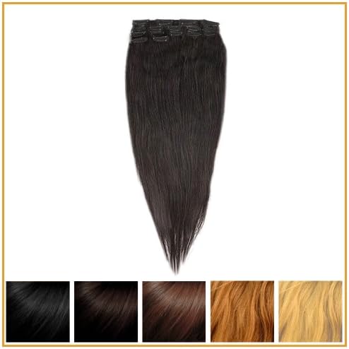 15" 18" 20" 22" Remy Clip-in 7 Pcs 16 Clips 100% Human Hair Extensions 70g to 80g 5 Colors (20" 70G, 2# Darkest Brown)