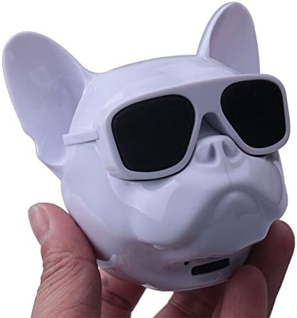 Mini Bulldog Shape Speaker Wireless Bluetooth Speaker Portable Stereo Bluetooth Speakers Loud High-fidelity 5W Bass Wireless Speaker for iPhone,iPad,Samsung Laptops and Smartphones (White)