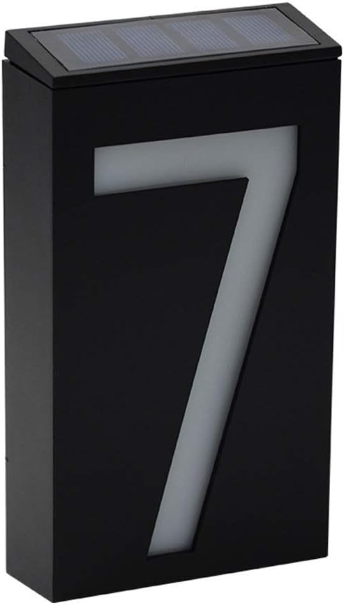 Solar Powered House Number Plaques, ZONCENG1 Solar Light Digital Door Number Light Wall Mount 6 LED Light Illumination Door Plate Lamp House Signs Waterproof (7)