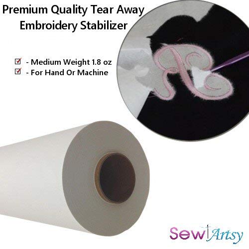 Tear Away Embroidery Stabilizer 1.8 Ounce Medium Weight 12 x 50 Yard Tearaway for Machine