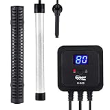 Hygger 500W Digital Quartz Aquarium Heater for Fresh-Water and Salt-Water, with External IC Thermostat Controller and Thermometer, Fast Heating Submersible Thermostat for Fish Tank 60-120 Gallon