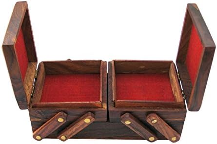 Craftgasmic Christmas Thanksgiving Gifts Wooden Jewellery Box for Women Flip Flap Handmade Gift, 8 Inches (Rakhi Gift For Sister)