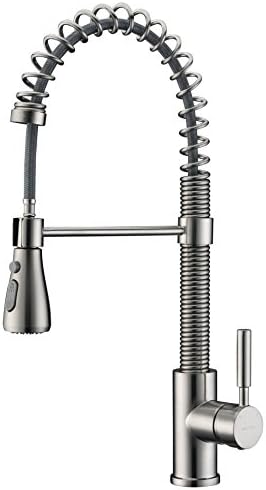 Kitchen Faucet,Delle Rosa Brass Kitchen Faucet, Pre-rinse Spring Kitchen Sink Faucet with Pull Down Sprayer Brushed Nickel