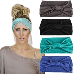 LOLIAS Multi-Style Headband for Fitness Sports Running Workout Yoga Women’s Hair Band Wide Stretchy(4 Pcs)
