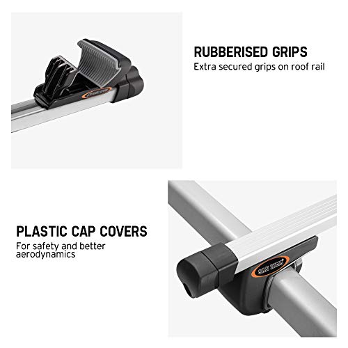 Universal Car Rooftop Rack Cross Bars Set - 150 lb. Capacity - Adjustable Aluminum Roof Rack (51" Extends to 62") for Mounting Cargo Basket, Roof Bag, Kayak, 1 Year Warranty