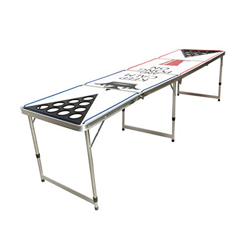 LED Lights Beer Pong Table with Holes for Cups 8' Aluminum Portable Adjustable Folding Indoor Outdoor Tailgate Drinking Party Game Squad Keep Calm and Pong ON 09
