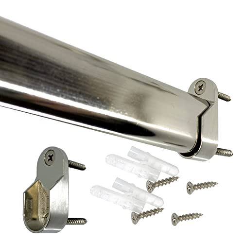 CUSTOM CUT Oval Closet Rod Up to 94" Screwon Wall Brackets Satin