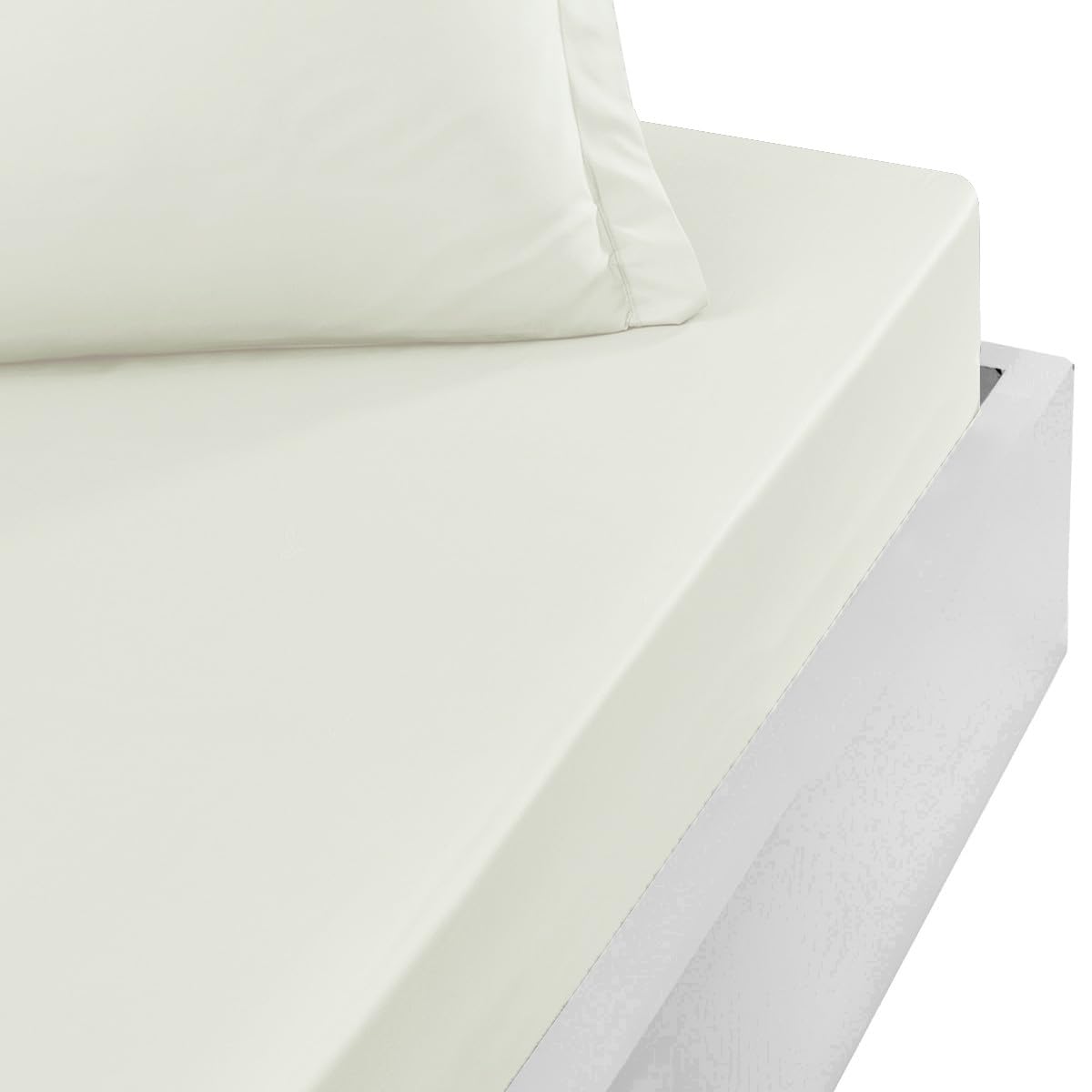 Sensei Maison Fitted Sheet 40 cm Deep Cotton Percale Soft 160 x 200 cm Ecru