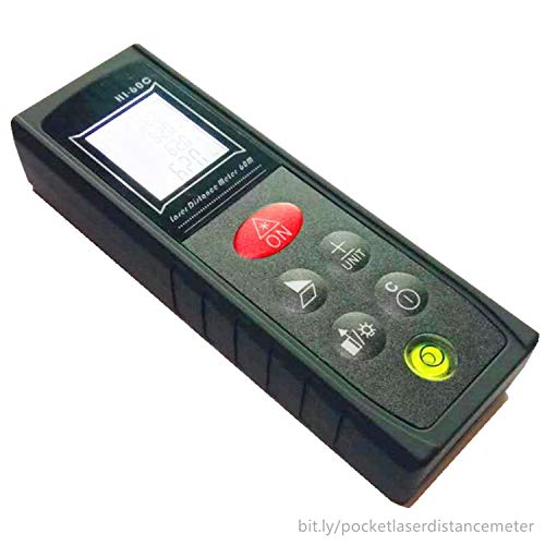 Portable Pocket Digital Laser Distance Meter - High Integration Light Handheld 60M 196FT Distance Continious Length Area Volume Pythagorean Measurement Tools Backlight LCD