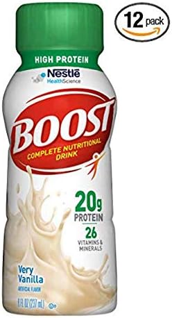Boost High Protein Complete Nutritional Drink, Very Vanilla, 8 fl oz Bottle, Pack of 12
