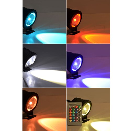GOESWELL Underwater Light LED Waterproof Flood Light with Remote Control 10w DC12v RGB 16Colors Outdoor Garden Spotlight Landscape Fountain Pond Light Submersible