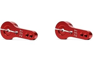 KingVal Replacement 2PCS CNC Aluminum Alloy 23T RC Servo Arm Horn Compatible with JR/KO/SANWA RC Servo (Red)