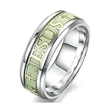 fashionlife2018 Luminous Christians Jesus Cross Ring Glowing Titanium Fluorescent Ring Ornaments Gift For Men Women Ring