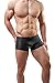 WOWHOM Sexy Imitation Leather Men's Underwear Tight Boxer Briefs Swim Shorts C33 (M, Black)