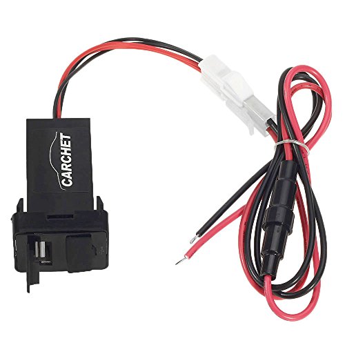 Car 2.1A Dual USB Port Socket + Fuse Cell Phone Charger + Audio Input for Toyota