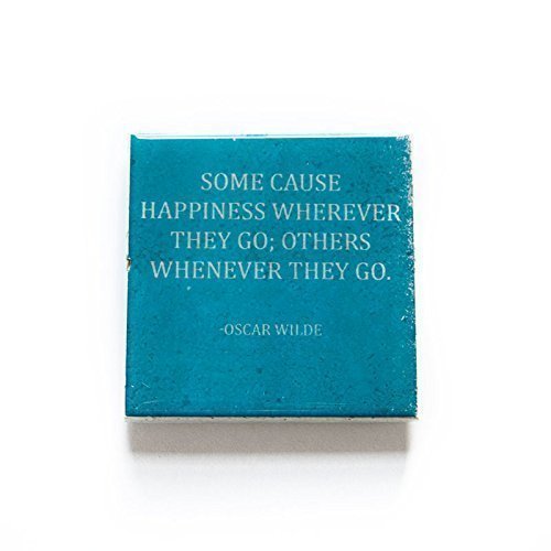 Oscar Wilde HAPPINESS Quote Coaster (1 Blue Stone Coaster) Funny Quote Decor