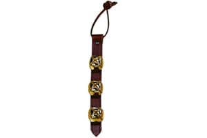 WARNER SPORTING Warner Arctic Sleigh Bells Decorative Leather Strap Door Bells (10" w/ 3 Bells, Brown Leather with Brass Bell)