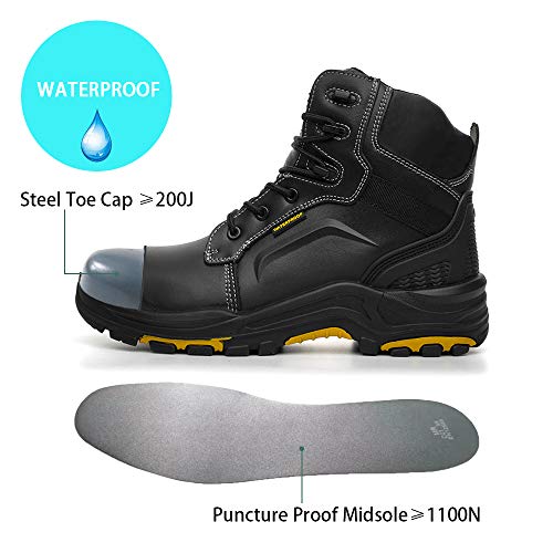 DRKA Men's Steel Toe Work Boots Waterproof Safety Shoes(18960-blk-47) - Thumbnail 3