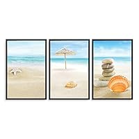 Framed Canvas Wall Art - Romantic Beach - Canvas Prints Home Artwork Decoration for Living Room,Bedroom - 16