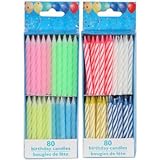 Birthday Candles, 80 Count Spiral Brights + 80 Count Spiral Pastels (160 total)