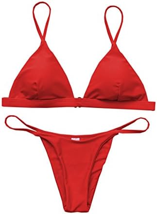 Macvise Women's 2 Pcs Bikini Triangle Top Brazilian Bottom Swimwear Bikini Set