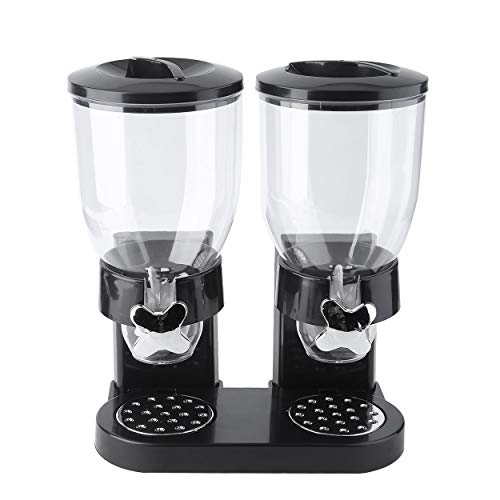 Double Chambers Dry Food Cereal Dispenser Airtight Kitchen Storage Twin Container Dual Control For Oatmeal Candy Granola Nuts