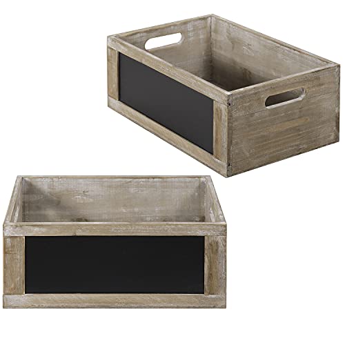 MyGift Rustic Brown Wood Decorative Storage Boxes, Wooden Crates with