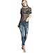 WDIRARA Women's Glitter Sheer See Through Short Sleeve Mesh Top Tee Blouse Dark Black L