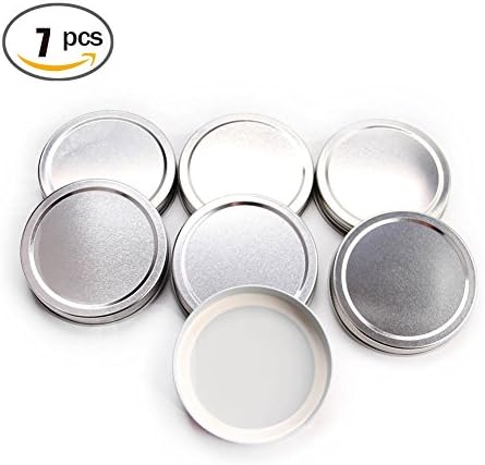 LKXC Mason Jar One-Piece Silver Metal Lids Storage Solid Caps (7Pack,wide mouth)