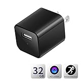 USB Charger Camera, VOOPII 1080P HD Pinhole Camera - 32GB Motion Monitoring Nanny Cam with Home Security Camera System (Black)