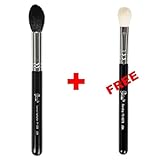 Bundle - Petal Beauty Tapered Highlighter makeup Brush + FREE $9 Value Eye Blending Brush (Black)
