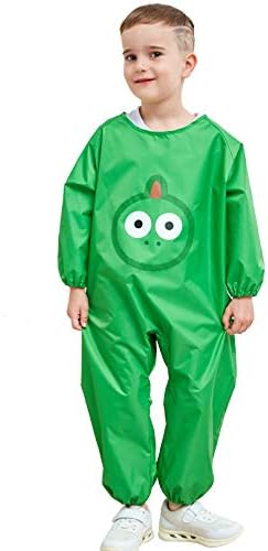 Kids Cartoon Waterproof Artist Aprons Jumpsuit Smock for Eating Drawing