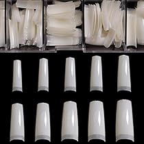 Natural Acrylic Nail Tips - French Nail Tip BTArtbox 500pcs Fake Nails Half Cover False Nail with Case for Nail Salons and