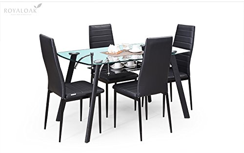 Royaloak Milan Four Seater Dining Table Set (Black)