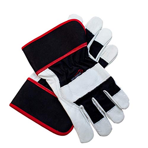 SAFE HANDLER XGrip Buffalo Leather Gloves | Elastic Band Wrist, AB Buffalo Leather, Leather Knuckle Protection, Safety Work Gloves, OSFM, 1 Pair