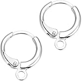 20pcs Adabele Hypoallergenic Tarnish Resistant 14mm Round Hoop Huggie Earring Hooks Open Ring Ear Wire Sterling Silver Plated Brass for DIY Earrings Jewelry Making BF262-1