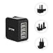 Travel Charger Adapter ZPTONE 4 Port USB Wall Charger International Universal Travel Plug Adapter with US UK EU AU Plug for iPhone, iPad, Samsung, LG, HTC, MacBook and More - Black