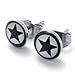 KONOV Two Tone Beautiful Unisex Mens Star Stud Stainless Steel Earrings, 2pcs, White Black