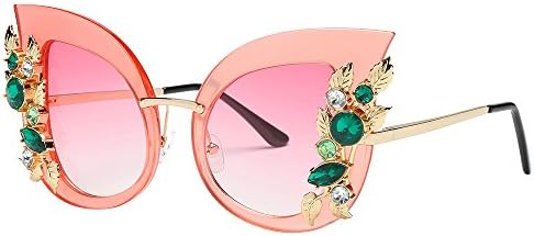 Sunglasses - Women's Ladies Fashion Green Synthetic Diamonds Chic Cat Ears Fashion Decoration PC Metal Frame Brand Classic Sunglasses Eyewear Eyeglasses Skang