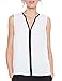 BMJL Women's White V Neck Sleeveless Shirt Contrast Color Chiffon Tank Top Blouse