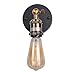 Anmytek Wall Light Fixture, Industrial Retro Rustic Loft Antique Wall Lamp Edison Vintage Pipe and Brass Head Wall Sconce Decorative Fixtures Lighting Luminaire (Bulbs not Included)