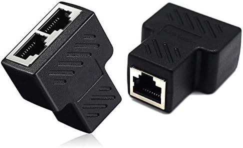 AKwor 2-PACK RJ45 Splitter Adapter, Ethernet Cable Splitter Cat5, Cat5e, Cat6, Cat7,RJ45 Network Extension connector Ethernet Cable Sharing Kit for Router TV BOX Camera PC Lapop