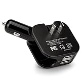 Elepower 2-in-1 Portable Travel Charger with Foldable AC Wall / DC Car Plug and Dual Smart USB Ports 2.1A in Total Car Charger for iPhone 7/6S Plus,Samsung Galaxy,Nexus,LG HTC and More-Black