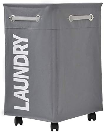 Comfortez 24" Pro+ Wheeled Laundry basket Heavy Duty Rolling Laundry Cart Large Dirty Clothes Sorter Organizer Waterproof Foldable Laundry Hamper with Wheels Hamper Bag for laundry(Dark Grey)