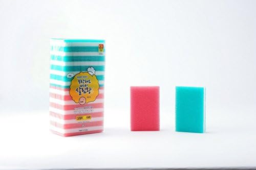 Three Fold Scratch-free Scrubber, Hand Grip Friendly Design, 10 Pieces[5 Pink and 5 Green], Size: 115x75x25mm